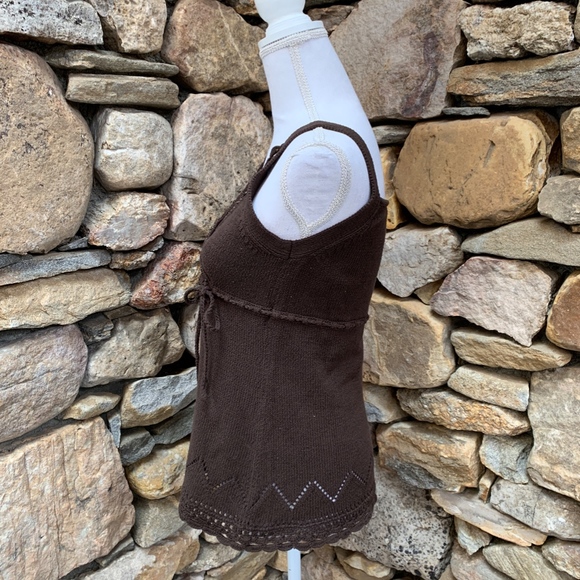 LOFT Brown Crochet Embellished Sweater Tank Small - Picture 4 of 6